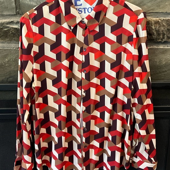 Classiques Entier Tops - Classiques Entier Women’s Silk Geometric Patterned Blouse